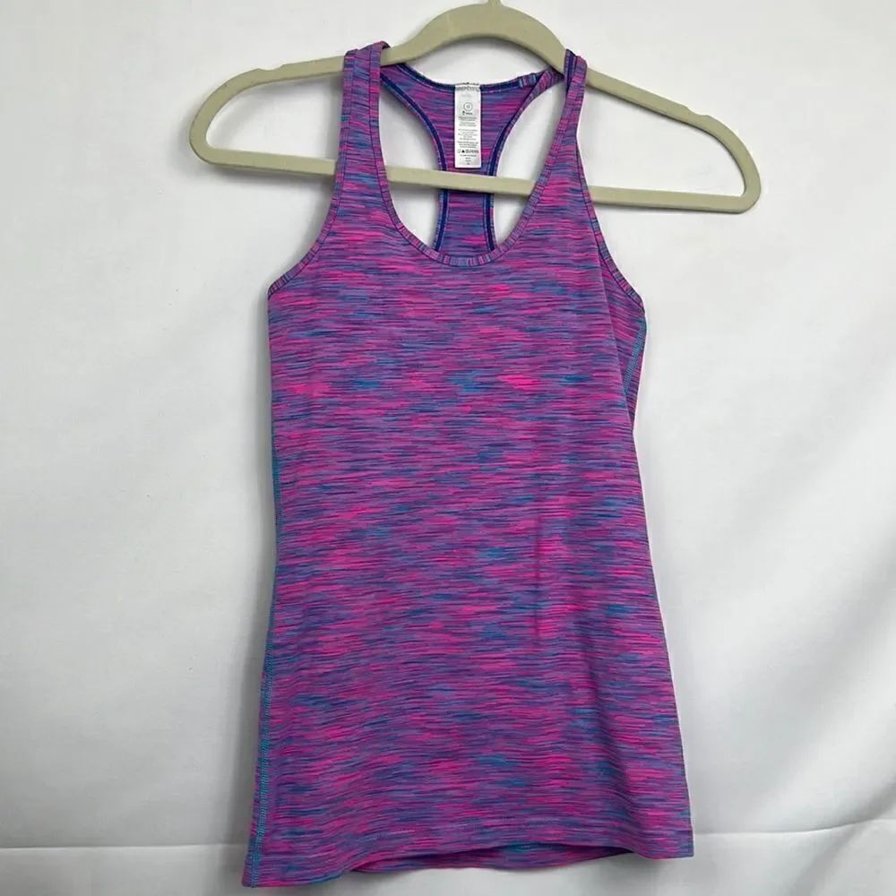 Ivivva pink and blue Racerback athletic tank Girl’s size 12 EUC